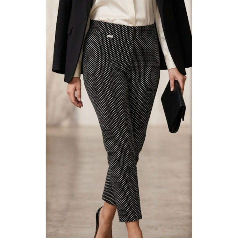 LC Laura Cruz Women Size 22 Black White Polka Dot Stretch Pull On Pants Plus NWT